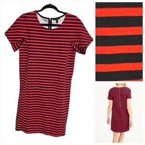 J.Crew Red Navy Rugby Striped T-Shirt Dress Women’s Medium Short Sleeve Stretch
